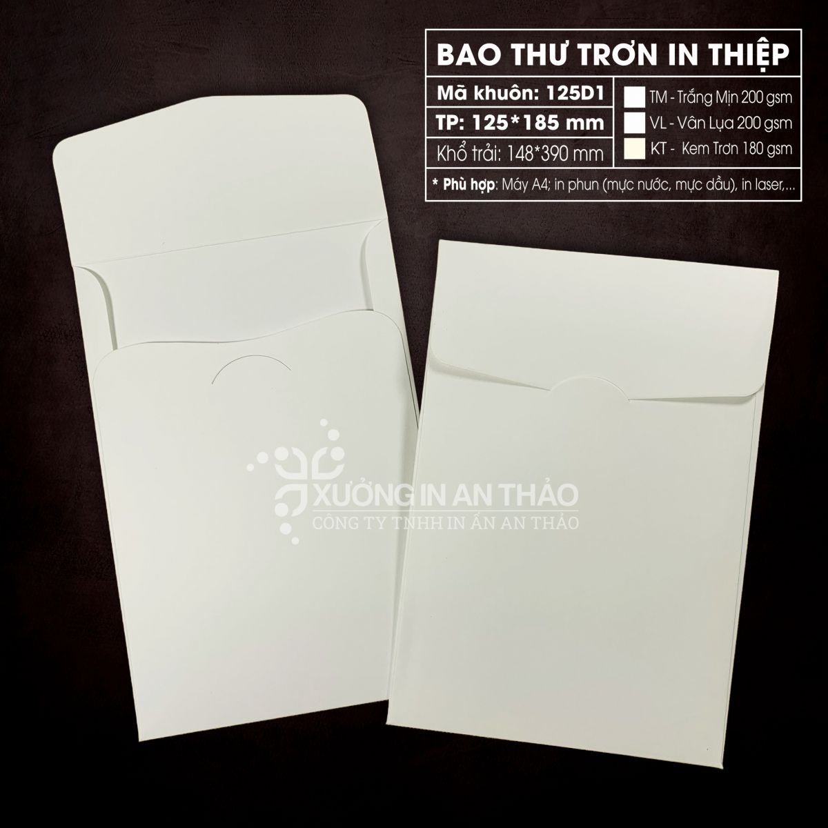 https://www.inanthao.com/[125D1-KT] Phôi in Bao thư KEM MỸ THUẬT - Form Đứng 12.5*18.5 cm (Máy A4)