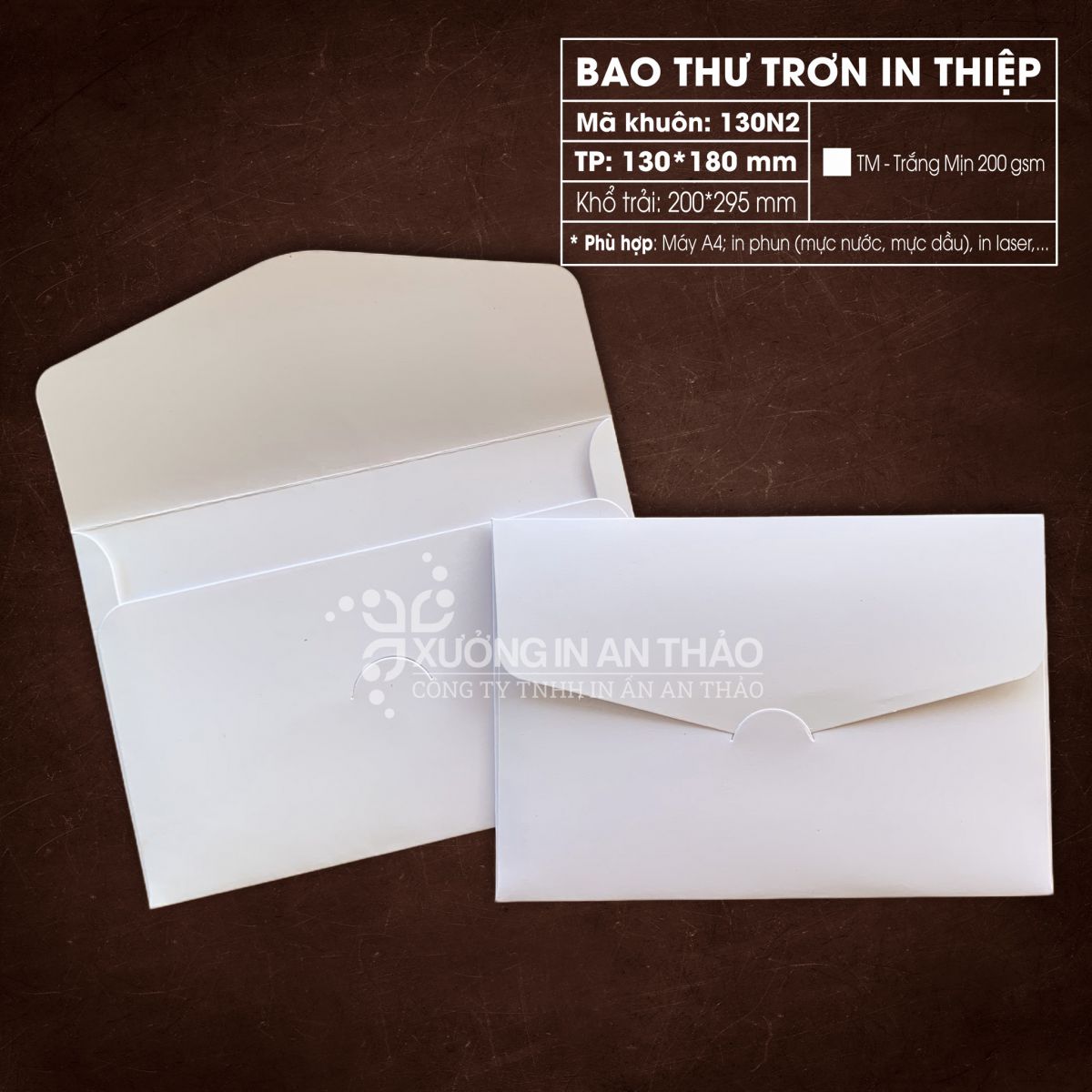 https://www.inanthao.com/[130N2-TM] Phôi in Bao Thư MÀU TRẮNG MỊN - Form Ngang 13*18 cm (Máy A4)