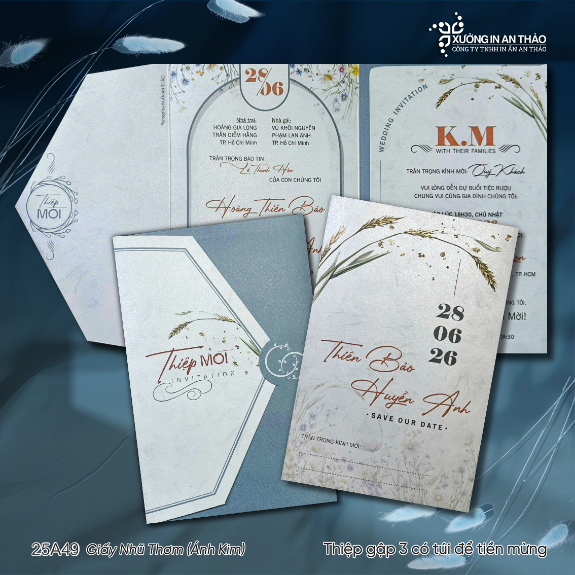 https://www.inanthao.com/Thiệp Gập 3 Có Túi (Giấy Nhũ Thơm) - 25A49