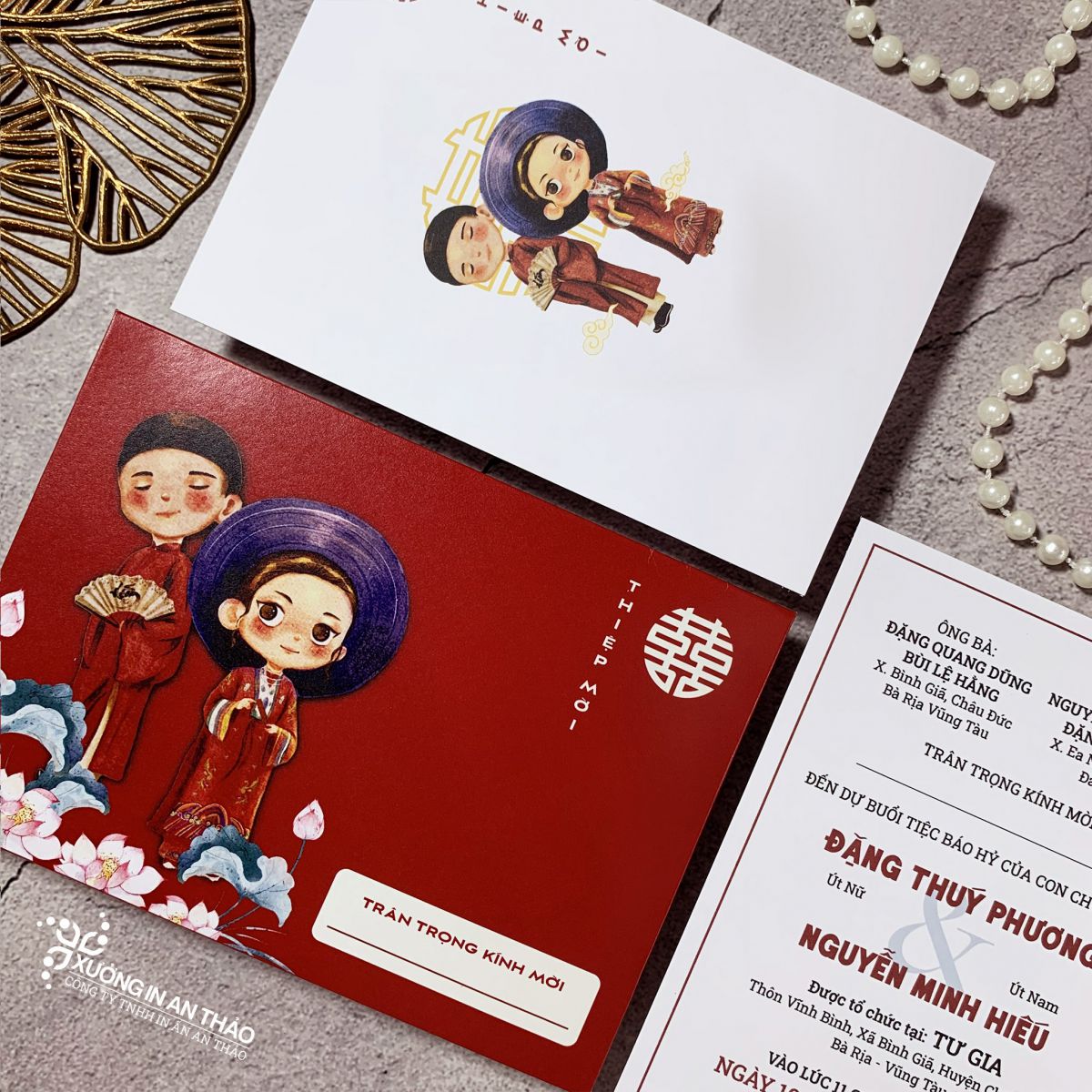 Thiệp cưới/ hỏi/ báo hỷ Chibi Việt Phục (Nhật Bình) - ATK14