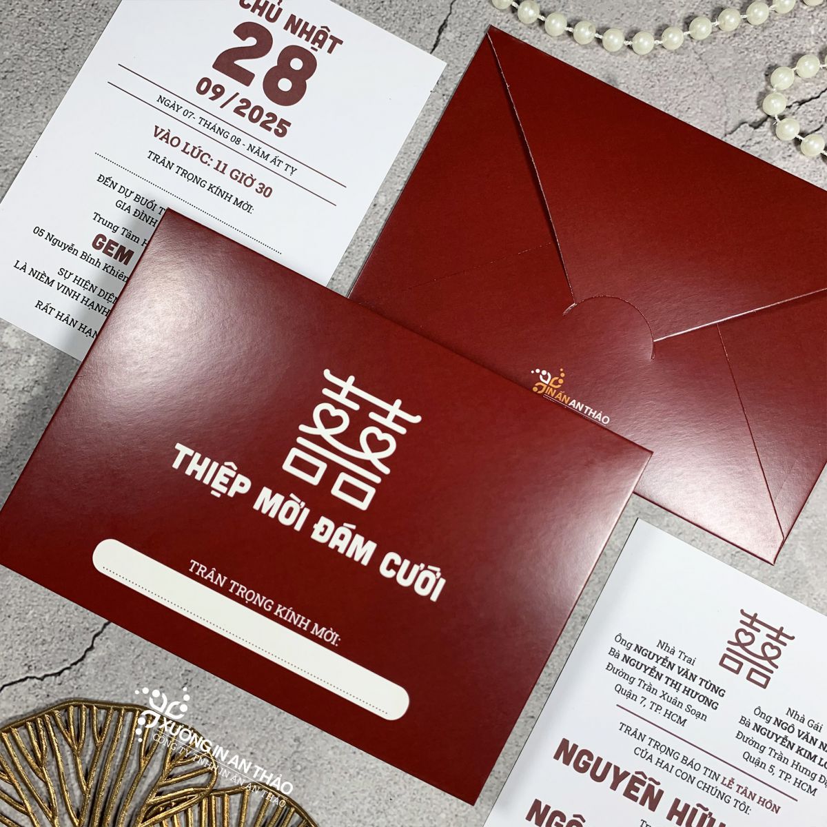 https://www.inanthao.com/Thiệp Mời Đám Cưới / Song Hỷ (Đỏ đô) - ATK18C