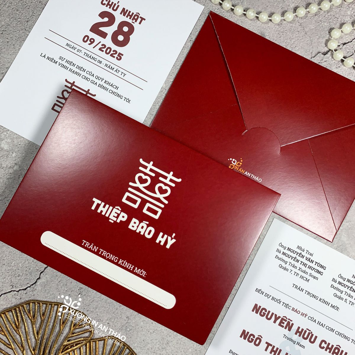 https://www.inanthao.com/Thiệp Báo Hỷ Song Hỷ Đơn Giản (Đỏ đô) - ATK18Y