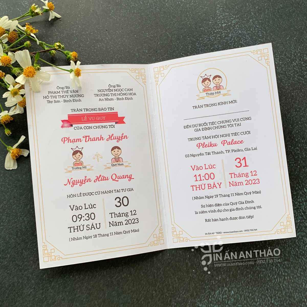 Thiệp cưới Truyền Thống (giấy nhũ thơm) - ATF04