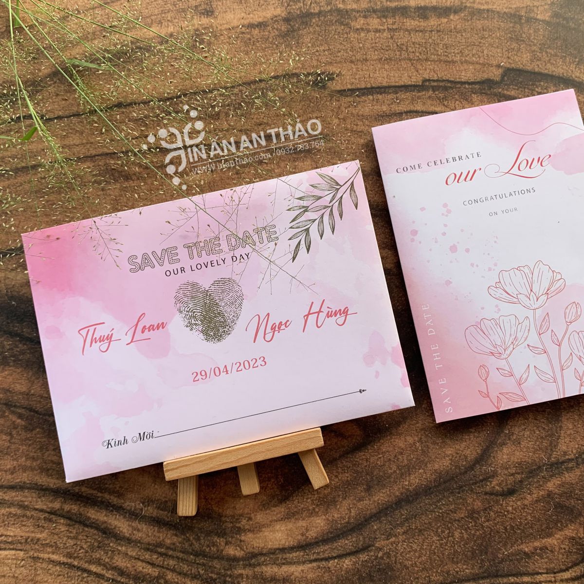Thiệp cưới Vân Tay hình Trái Tim - ATF21