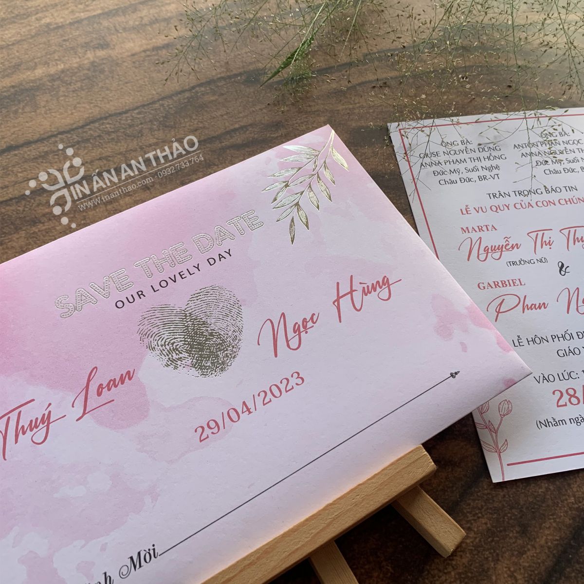 Thiệp cưới Vân Tay hình Trái Tim - ATF21