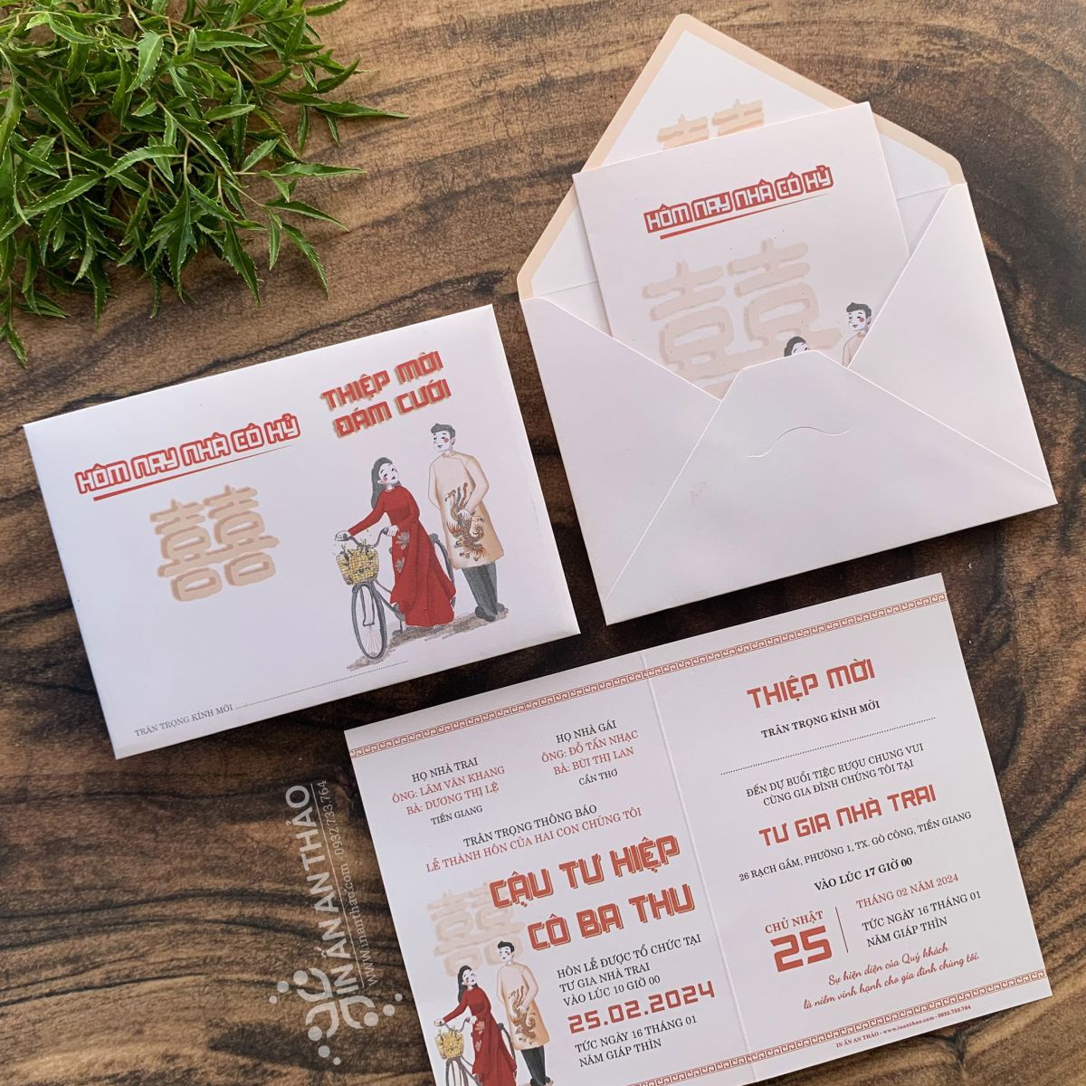 Thiệp cưới Chibi (giấy nhũ thơm) - ATF10