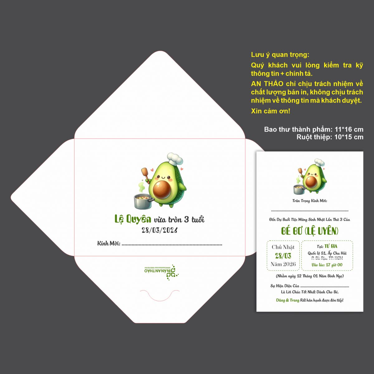 [ATS.8BO02] Thiệp Sinh Nhật Quả Bơ (Mẫu 02) - in từ 20 thiệp