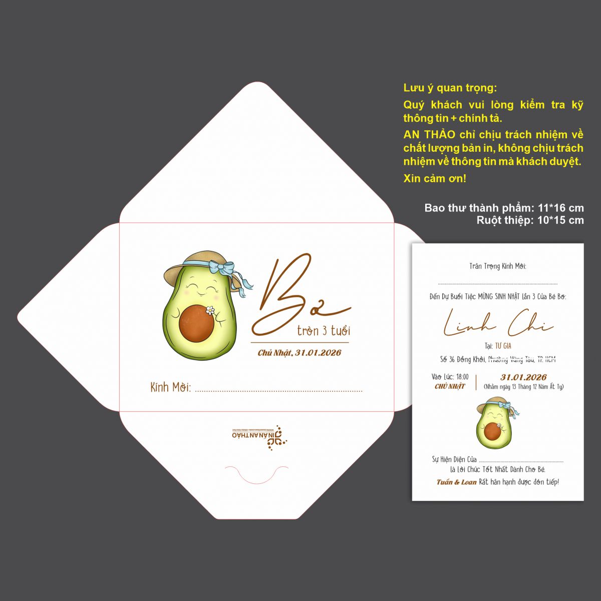 [ATS.8BO04] Thiệp Sinh Nhật Quả Bơ (Mẫu 04) - in từ 20 thiệp