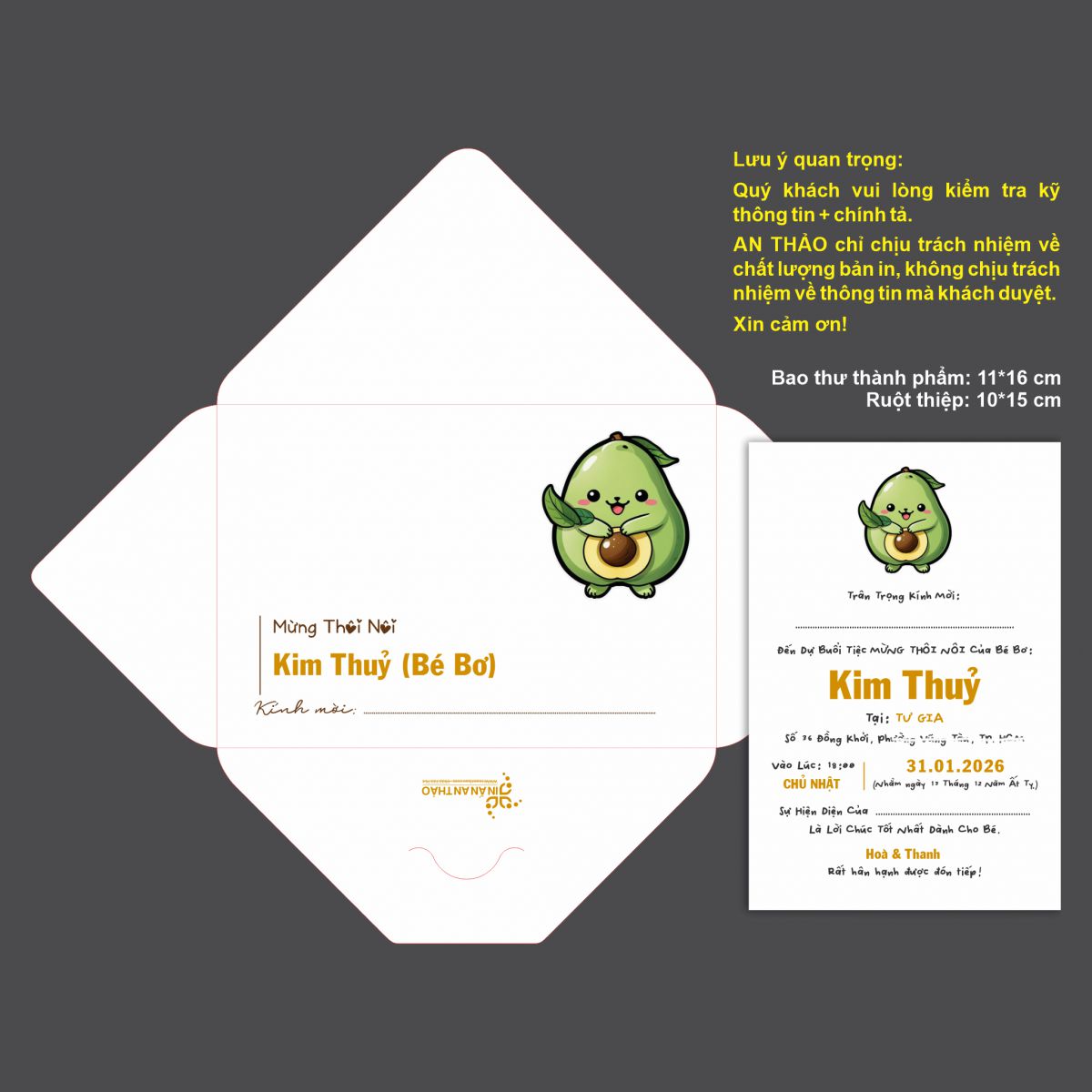 [ATS.8BO08] Thiệp Sinh Nhật Quả Bơ (Mẫu 08) - in từ 20 thiệp