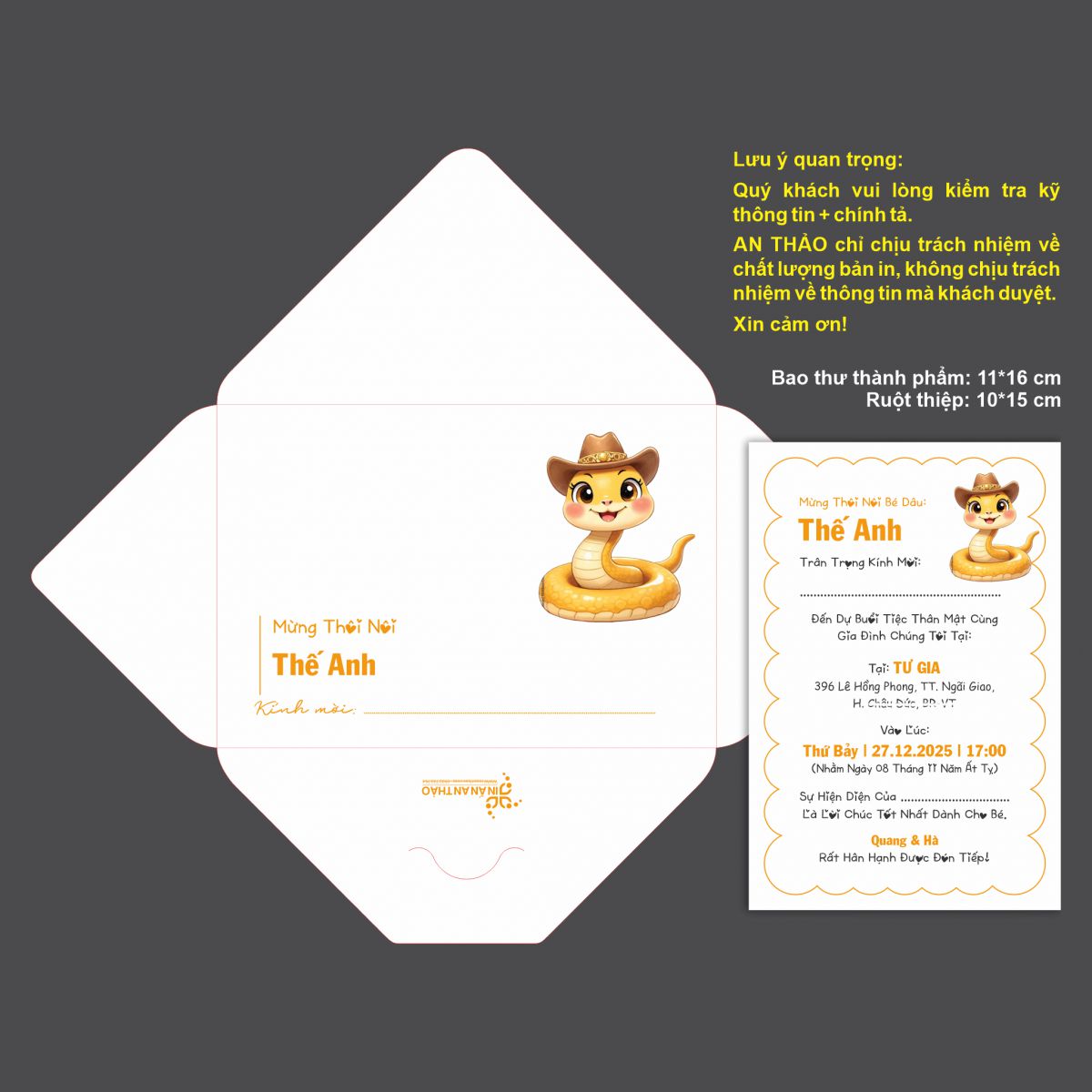 [ATS.9RA03] Thiệp Sinh Nhật Rắn Baby (Mẫu 03) - in từ 20 thiệp