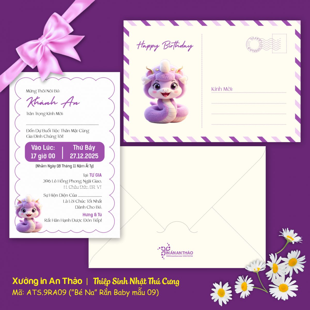 https://www.inanthao.com/[ATS.9RA09] Thiệp Sinh Nhật Rắn Baby (Mẫu 09) - in từ 20 thiệp