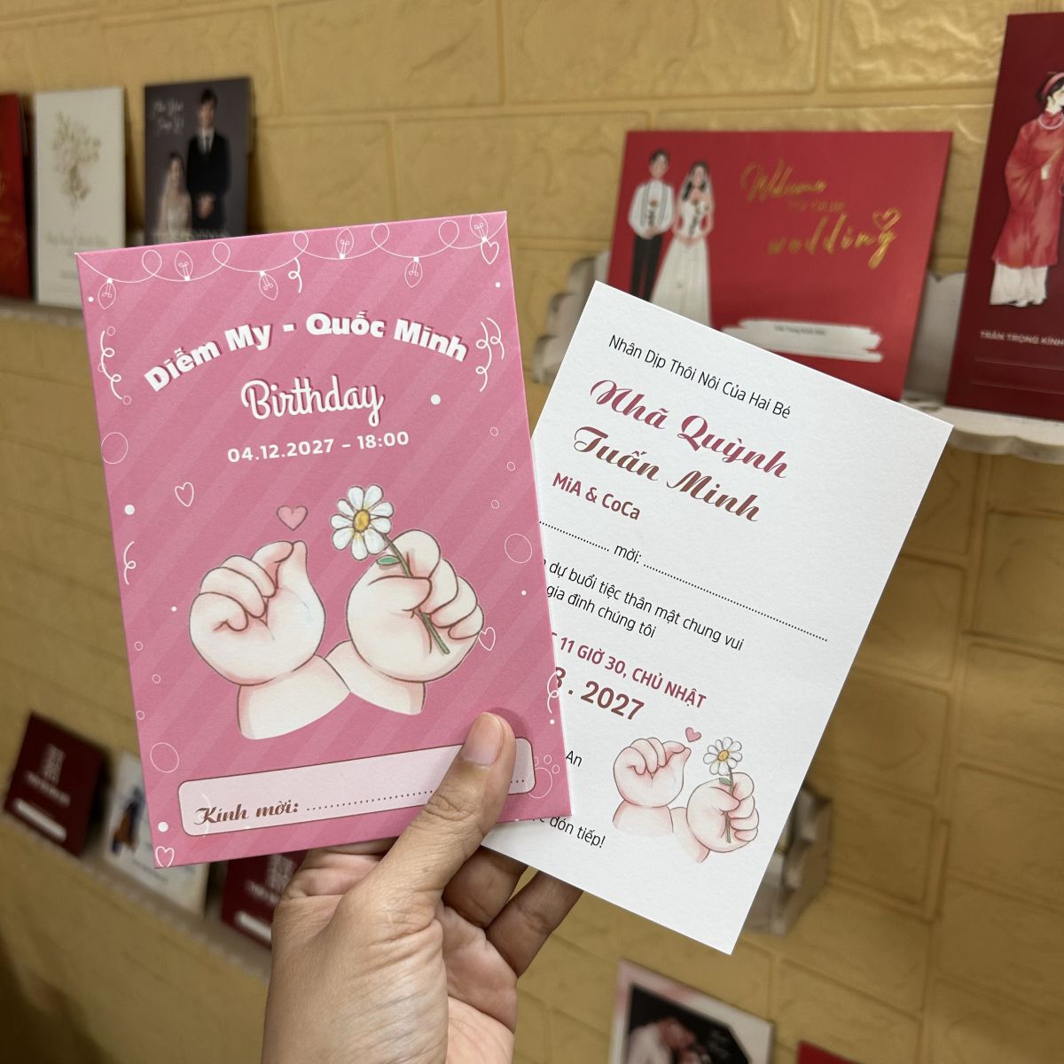 [ATS.SD13] Thiệp Sinh Nhật SINH ĐÔI TRAI GÁI (Mẫu 13) - in từ 20 thiệp
