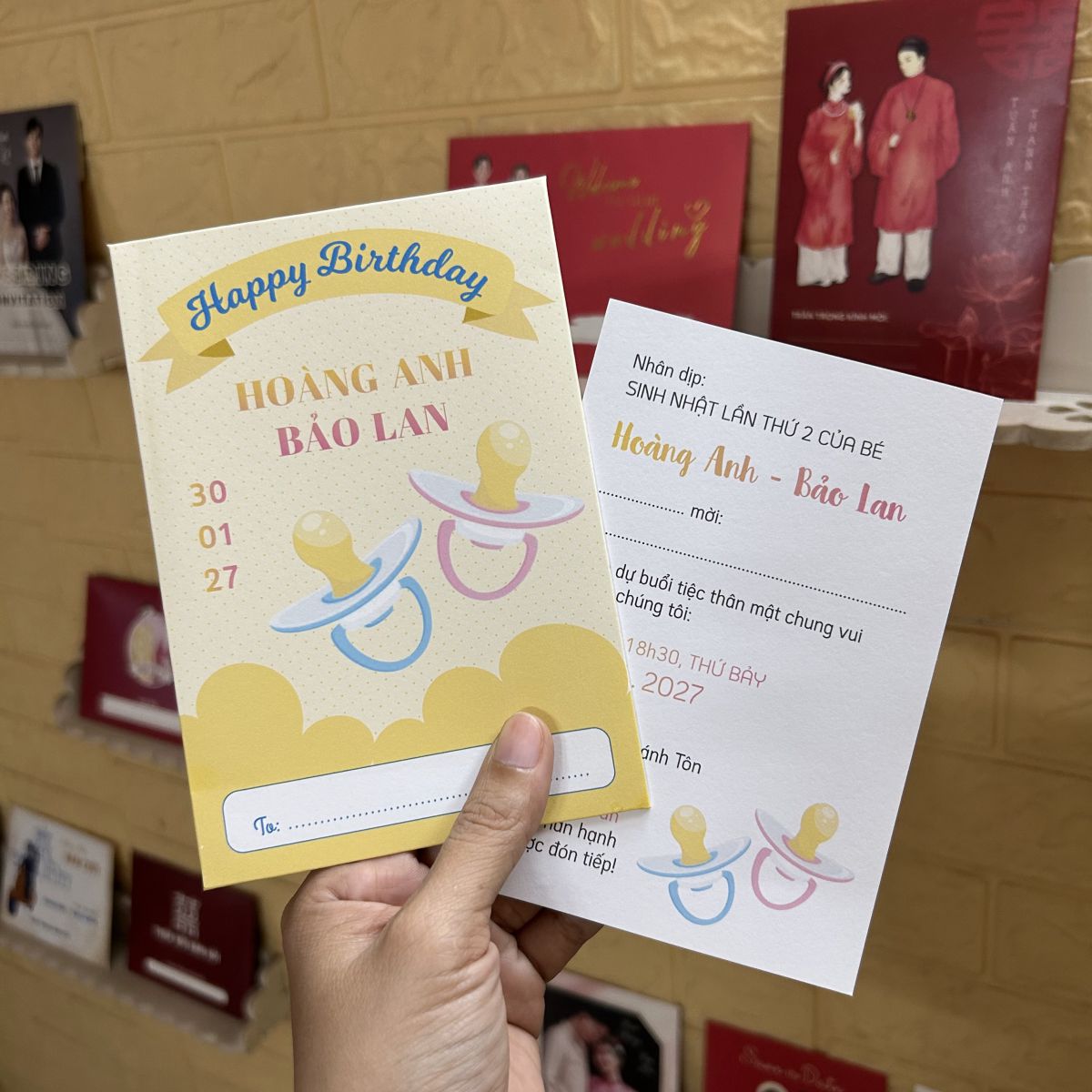 [ATS.SD15] Thiệp Sinh Nhật SINH ĐÔI TRAI GÁI (Mẫu 15) - in từ 20 thiệp